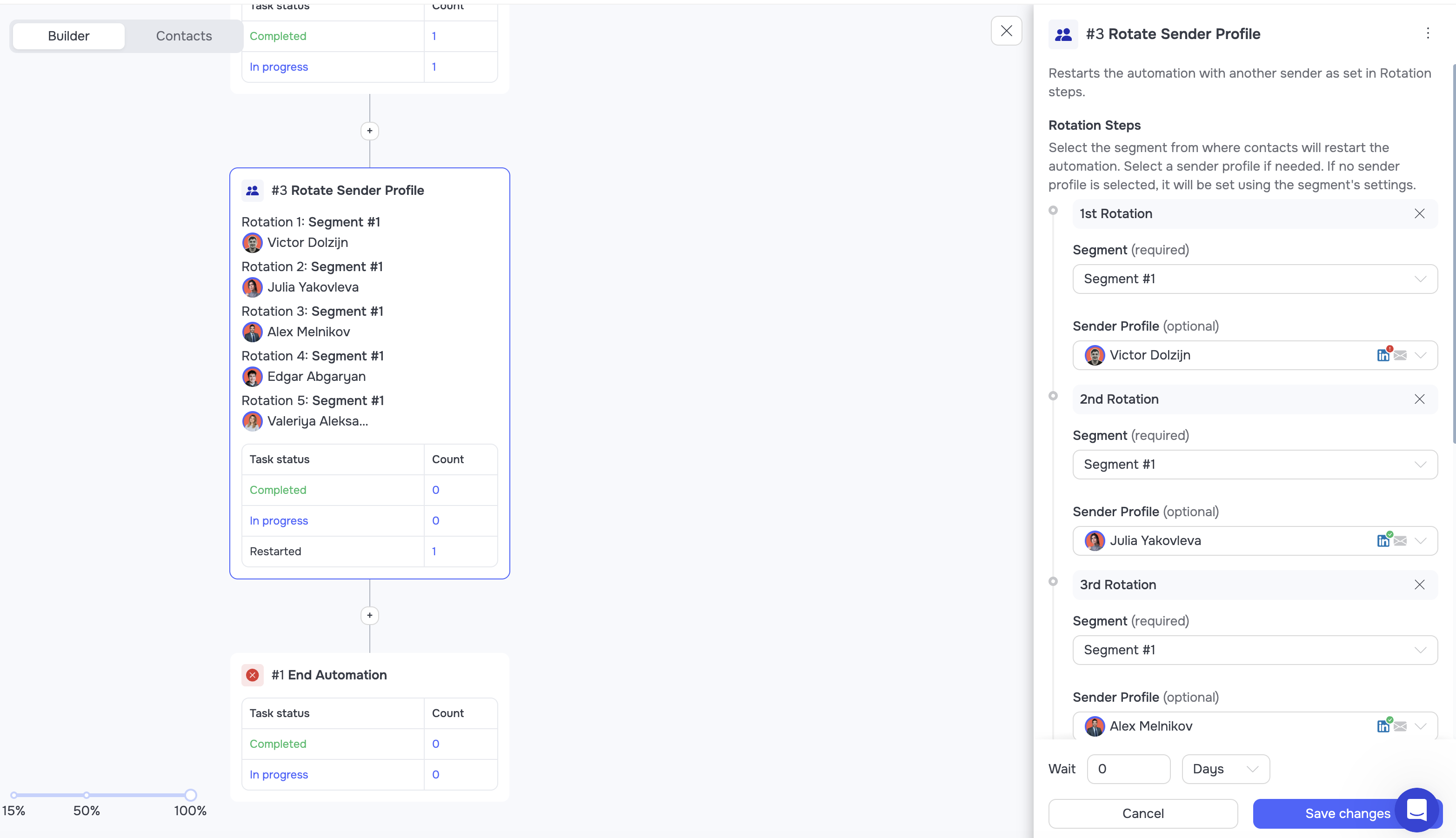 Sender rotation step inside a GetSales automation