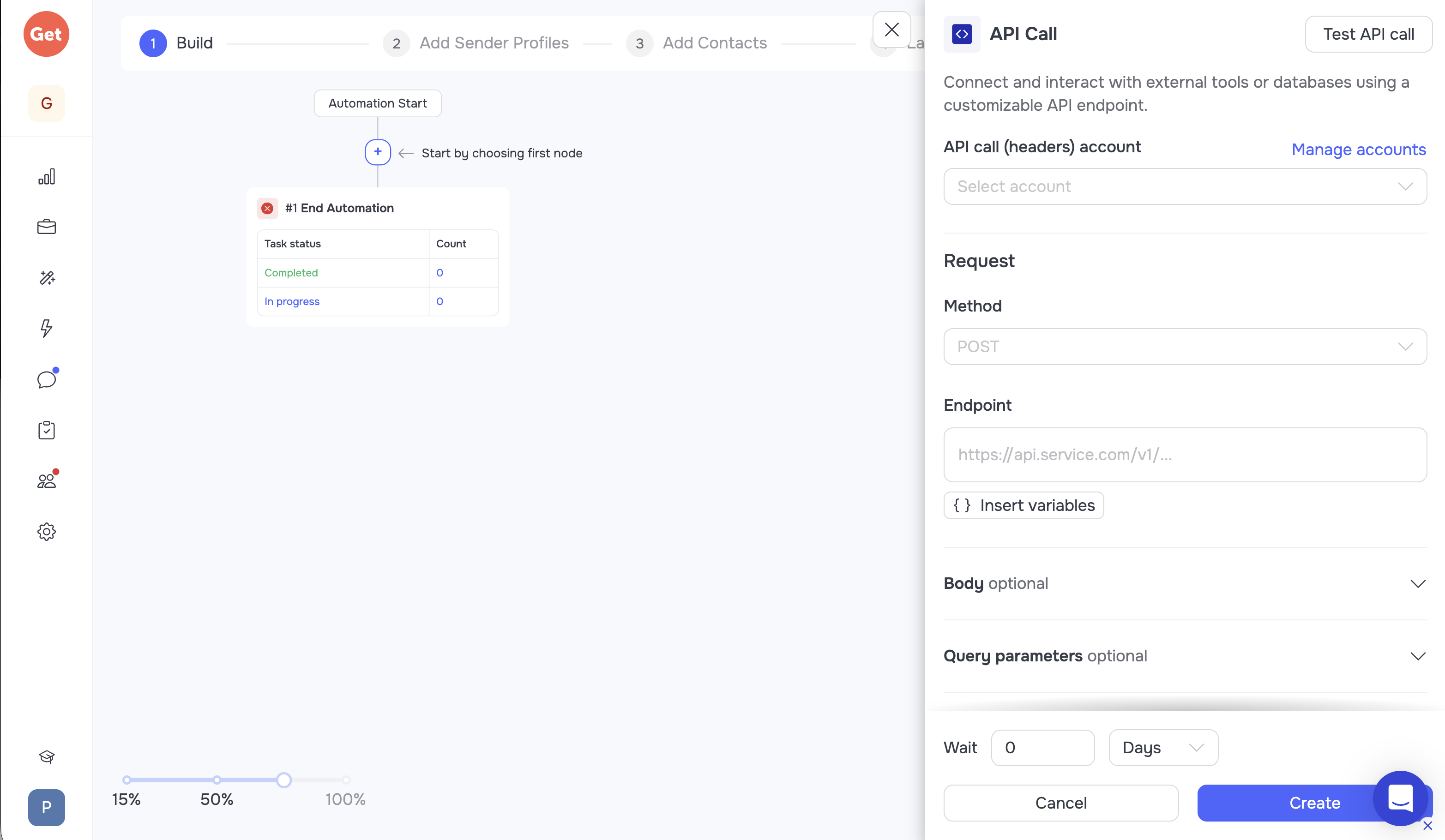 Adding a real-time lead enrichment node to a GetSales automation