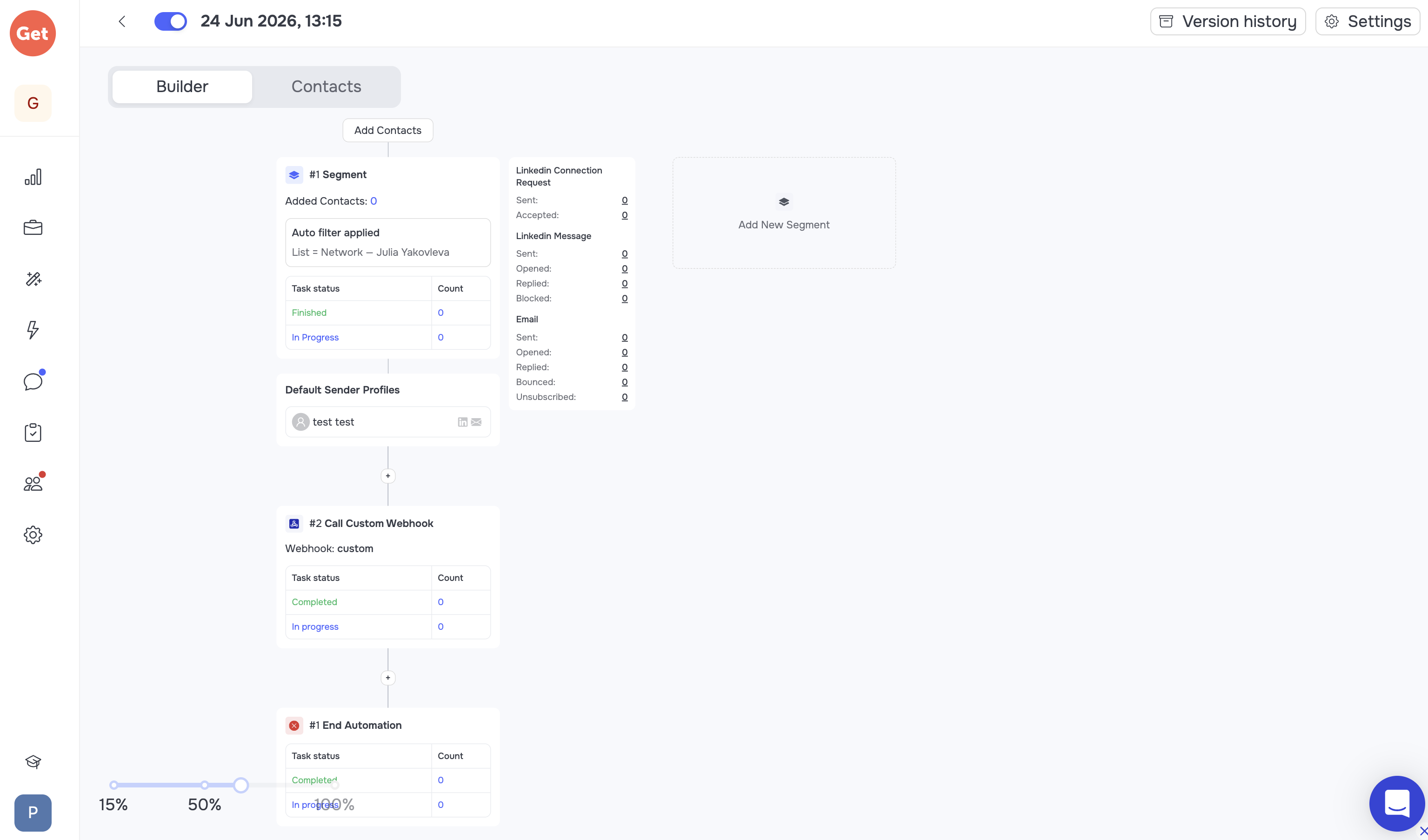 Automation live, contacts flowing in